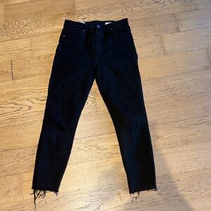 Baldwin High Rise Black Jeans with Frayed Hem